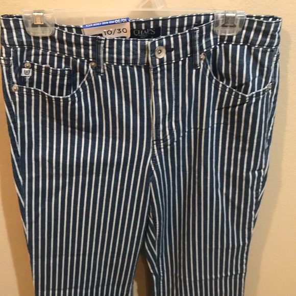 NWT CHAPS Mid-Rise Crop Kick Zip Front Striped Jeans-Size 10/30/Inseam 26 - Picture 3 of 11